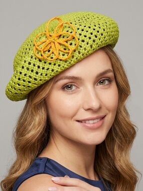 Vintage Green Seagrass Straw Half Hat - One Size
